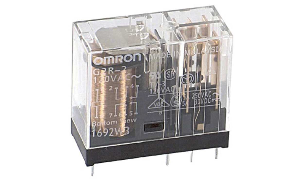 Omron G2R-2 AC120, PCB Mount Power Relay, 110V ac Coil, 5A Switching Current, DPDT