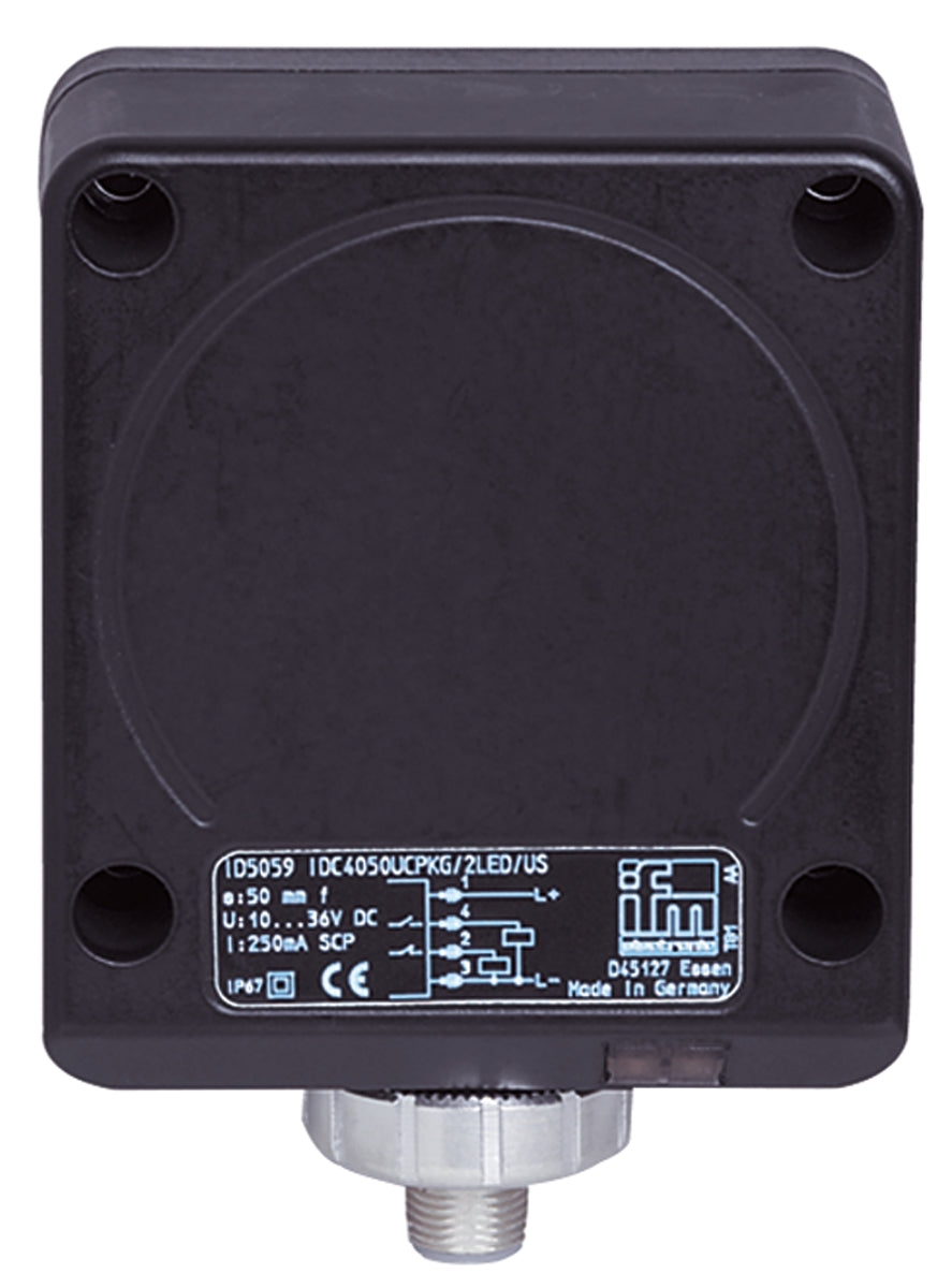 ifm ID5059, Inductive Block Proximity Sensor, M12, 50 mm Detection, PNP NO+NC, 10 → 36 V dc