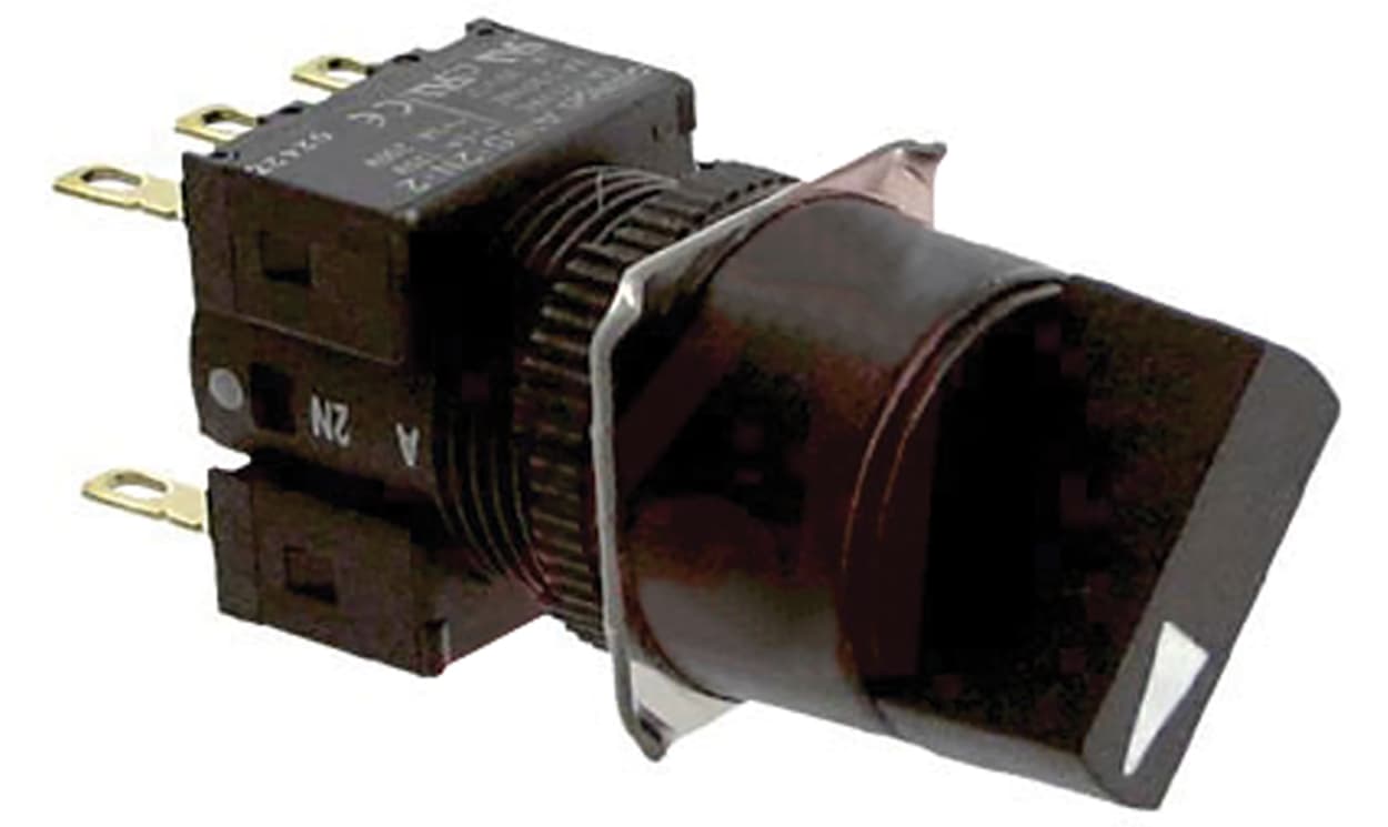 Omron A165S-T2A-2, Selector Switch - (DPDT) 16mm Cutout Diameter 2 Positions