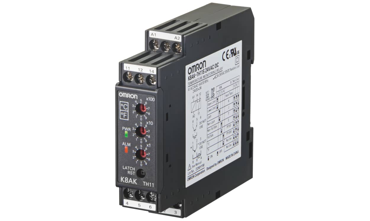 Omron K8AK-TH12S 100-240VAC, Temperature Monitoring Relay, Single Phase, SPDT, DIN Rail