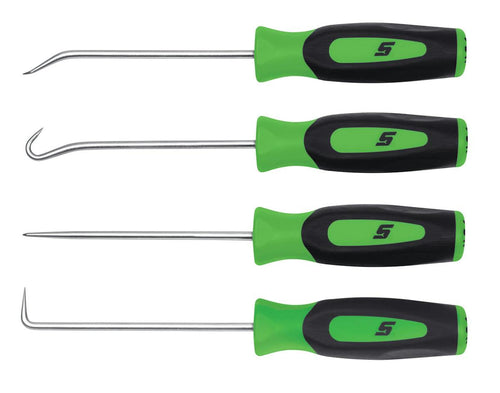 Snap-on SGASA204CG | 4 pc Instinct Soft Grip Miniature Pick Set, Green | 4-piece miniature set, soft grip