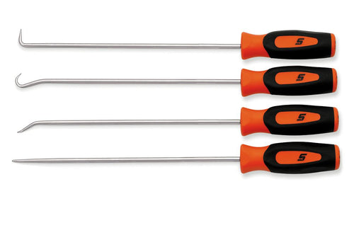 Snap-on SGLASA204CO | 4 pc Instinct Soft Grip Long Pick Set, Orange | 4-piece long set, soft grip