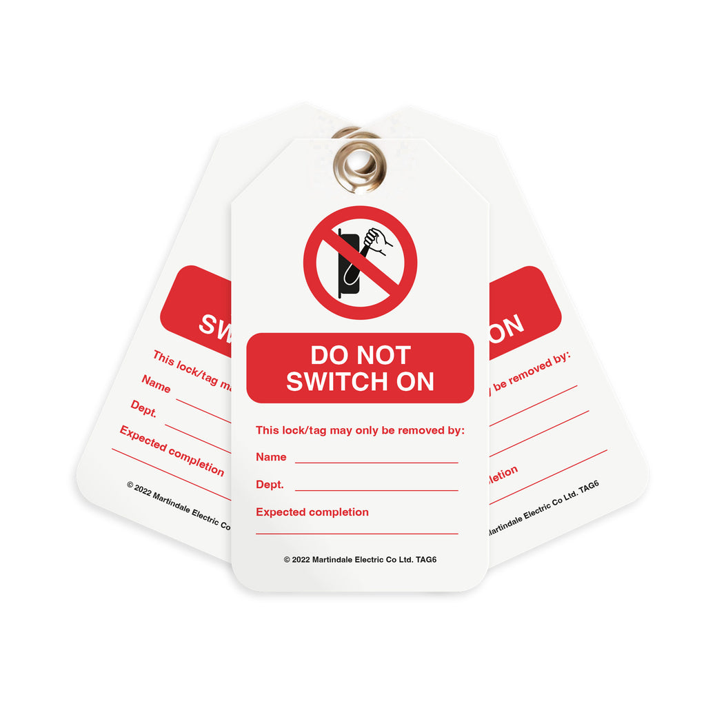 Martindale MARTAG6 | TAG6 'Do Not Switch On' Safety Lockout Tags | 80 x 140 mm, pack of 10 - generaltechuae