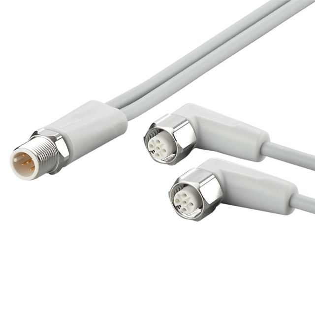 ifm EVF333, Straight Male 5 way M12 to Right Angle Female 5 way M12 Communication Cable, 2m