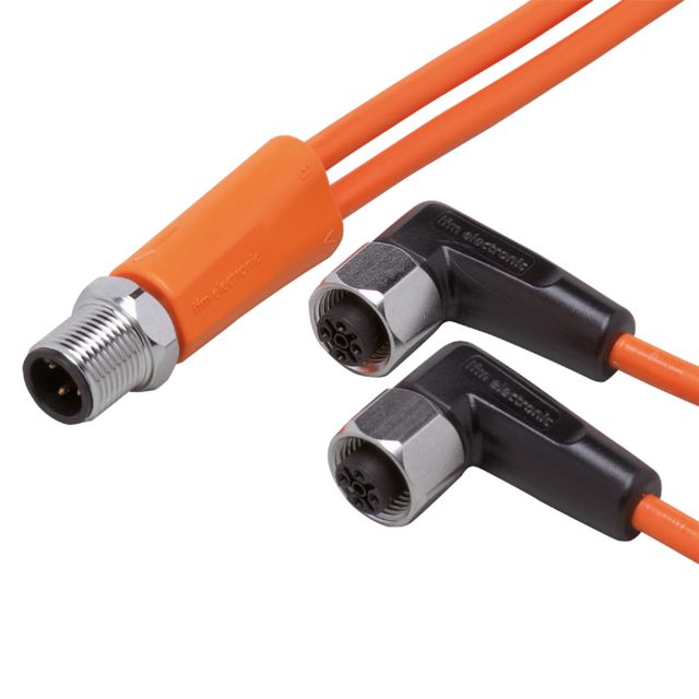 ifm EVT336, Straight Male 1 way M12 to Right Angle Female 2 way M12 Sensor Actuator Cable, 2m