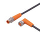 ifm EVC474, Straight Male 3 way M8 to Right Angle Female 3 way M8 Communication Cable, 1.5m