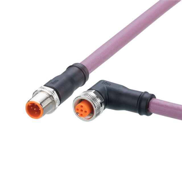 ifm EVC952, Straight Male 5 way M12 to Right Angle Female 5 way M12 Communication Cable, 5m