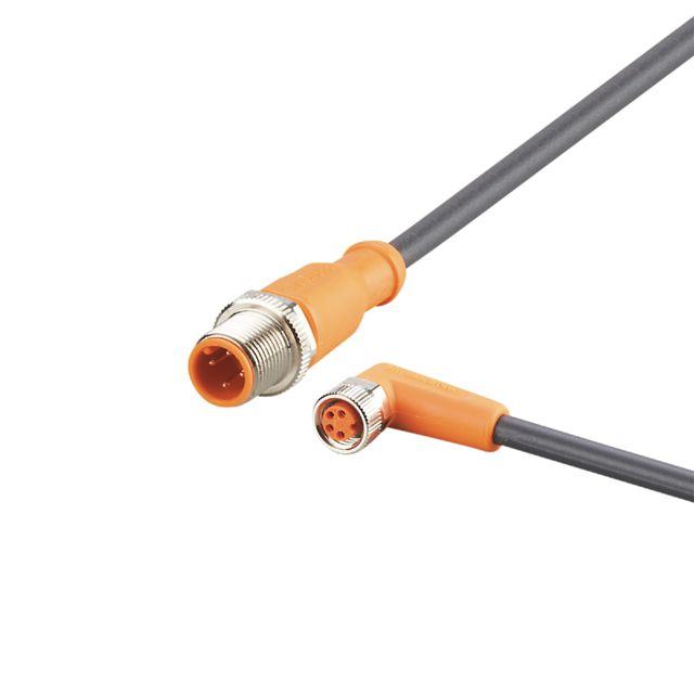 ifm EVCA01, Straight Male 4 way M12 to Right Angle Female 3 way M8 Communication Cable, 2.5m