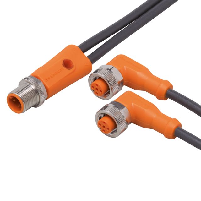 ifm EVC618, Straight Male 5 way M12 to Right Angle Female 5 way M12 Communication Cable, 2m