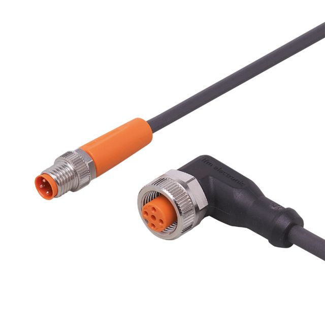 ifm EVC252, Straight Male 1 way M8 to Right Angle Female 1 way M12 Actuator/Sensor Cable, 1m