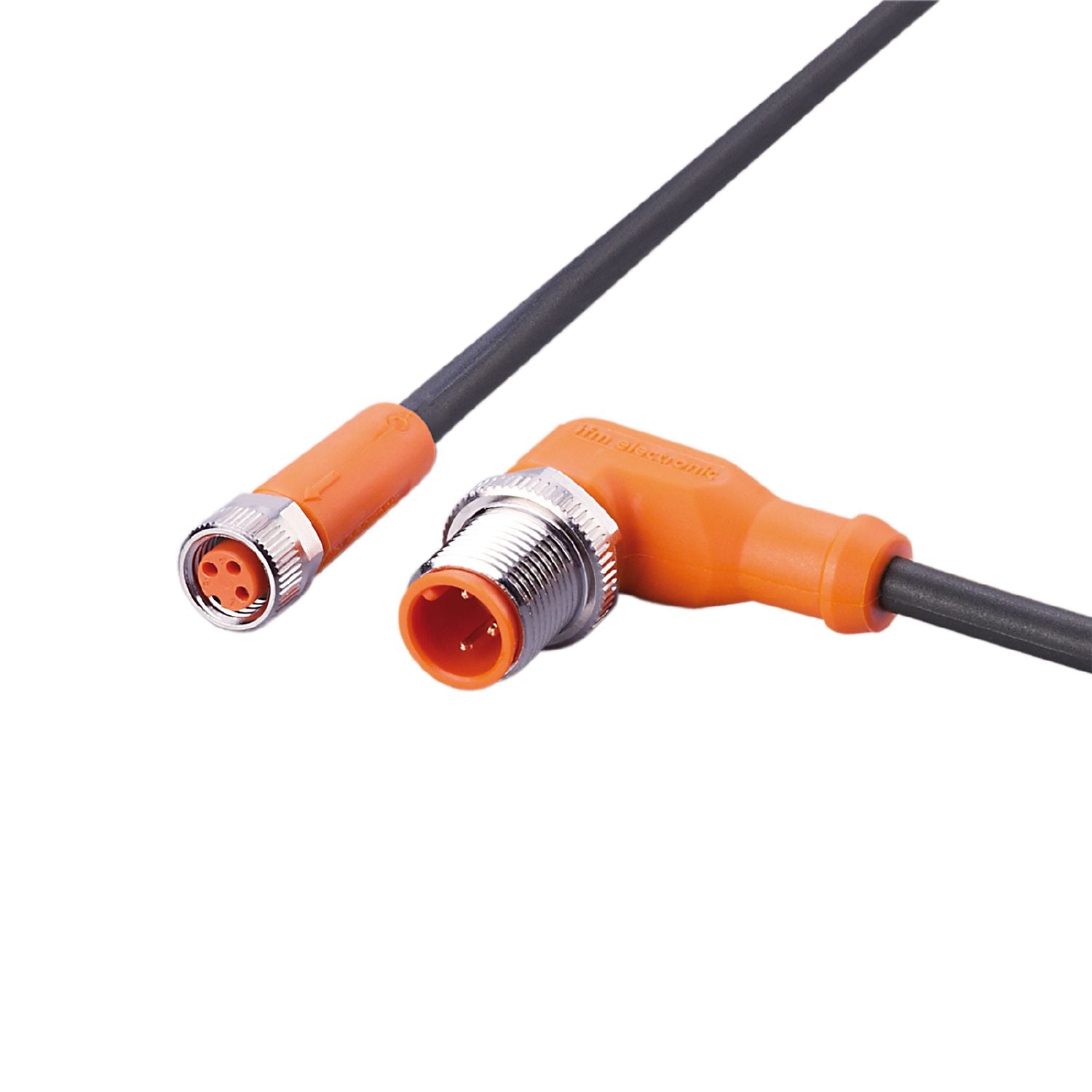 ifm EVC369, Right Angle Male 3 way M12 to Straight Female 4 way M8 Communication Cable, 300mm