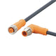 ifm EVC733, Right Angle Male 4 way M12 to Straight Female 5 way M12 Communication Cable, 2m
