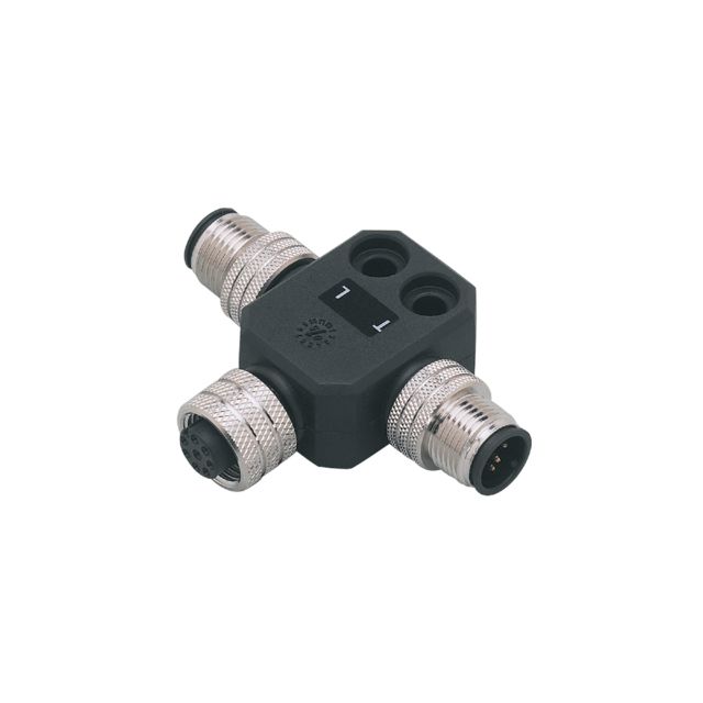 ifm E11627, Side Entry, Top Entry 2 Pole M12 Plug to 1 Pole M12 Socket Adapter