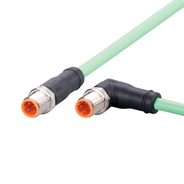 ifm EVC910, Right Angle Male 4 way M12 to Straight Female 4 way M12 Communication Cable, 250mm