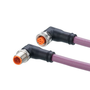 ifm EVC953, Right Angle Male 5 way M12 to Right Angle Female 5 way M12 Communication Cable, 1m
