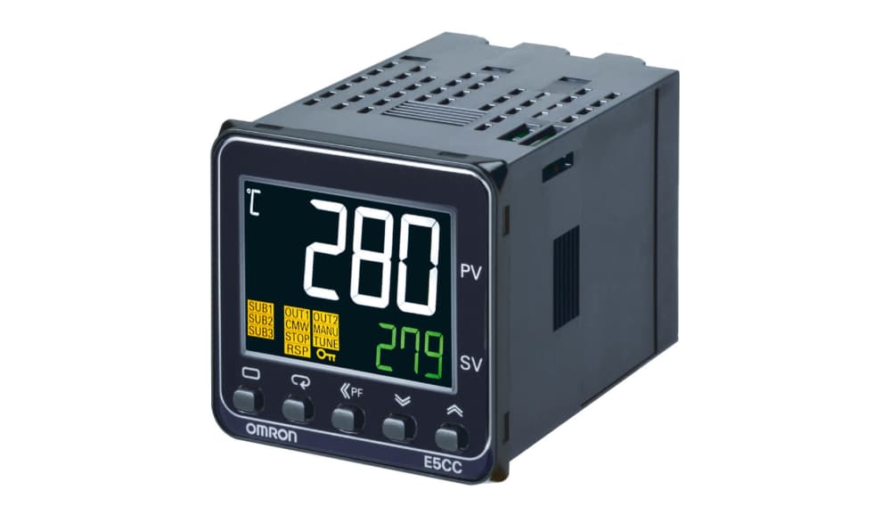 Omron E5CC-RX2ABM-000, E5CC Panel Mount PID Temperature Controller, 96 x 96mm 1 Input, 1 Output Relay, 100 → 240 V ac Supply Voltage