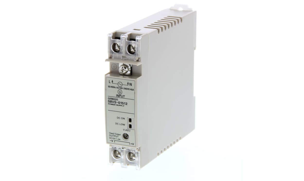 Omron S8VS-01512, Switching Power Supply, , 12V dc, 1.2A, 15W, 1 Output, 100 → 240V ac Input Voltage
