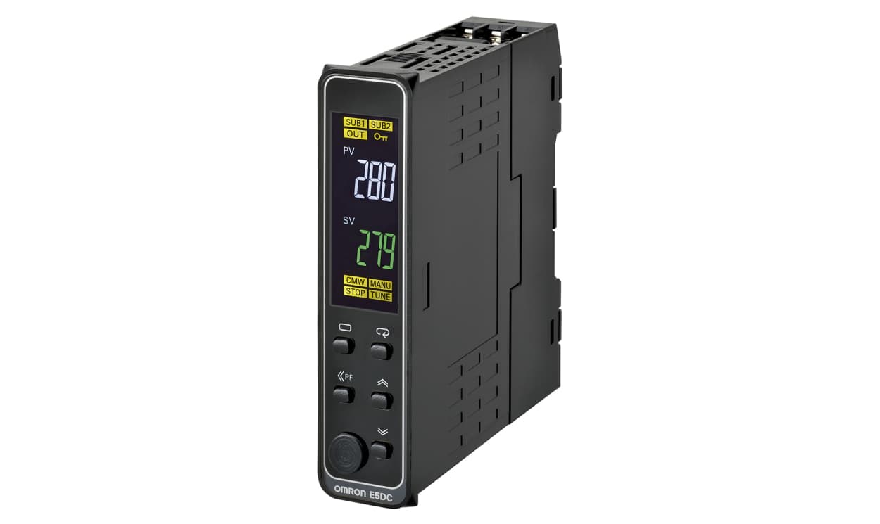 Omron E5DC-RX2ABM-000, E5DC DIN Rail, Panel Mount PID Temperature Controller, 48 x 48mm 1 Input, 2 Output Relay, 100 → 240 V ac Supply - generaltechuae
