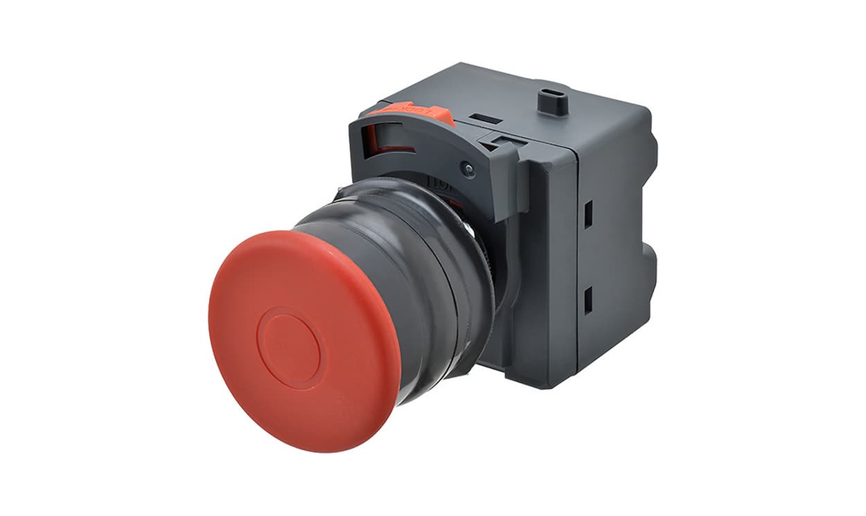 Omron A22NE-MP-PD02-N-69K, A22NE-PD Series Pull Release Emergency Stop Push Button, Panel Mount, 22mm Cutout, 2NC, IP69K