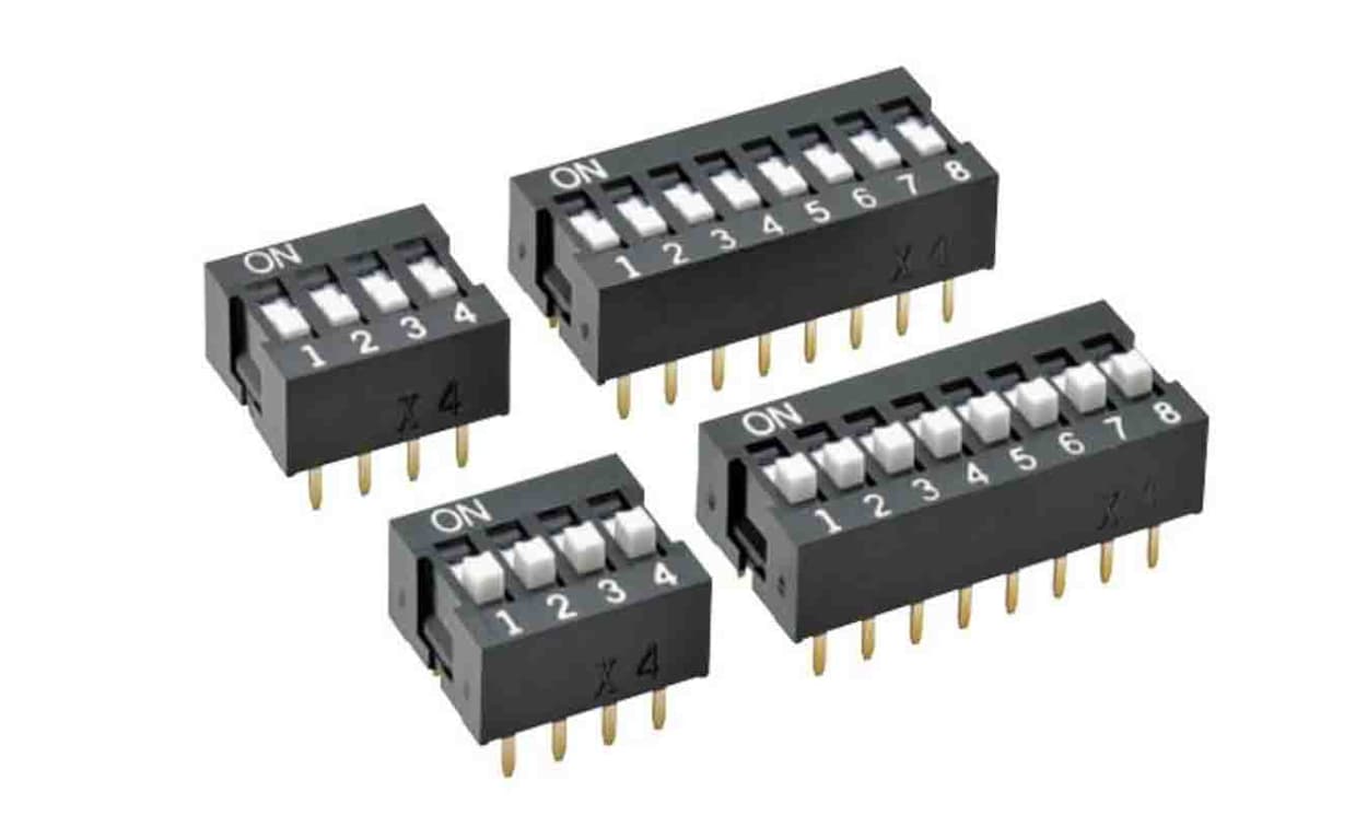 Omron A6E-4104-N, 4 Way PCB DIP Switch SPST, Raised Actuator, IP40