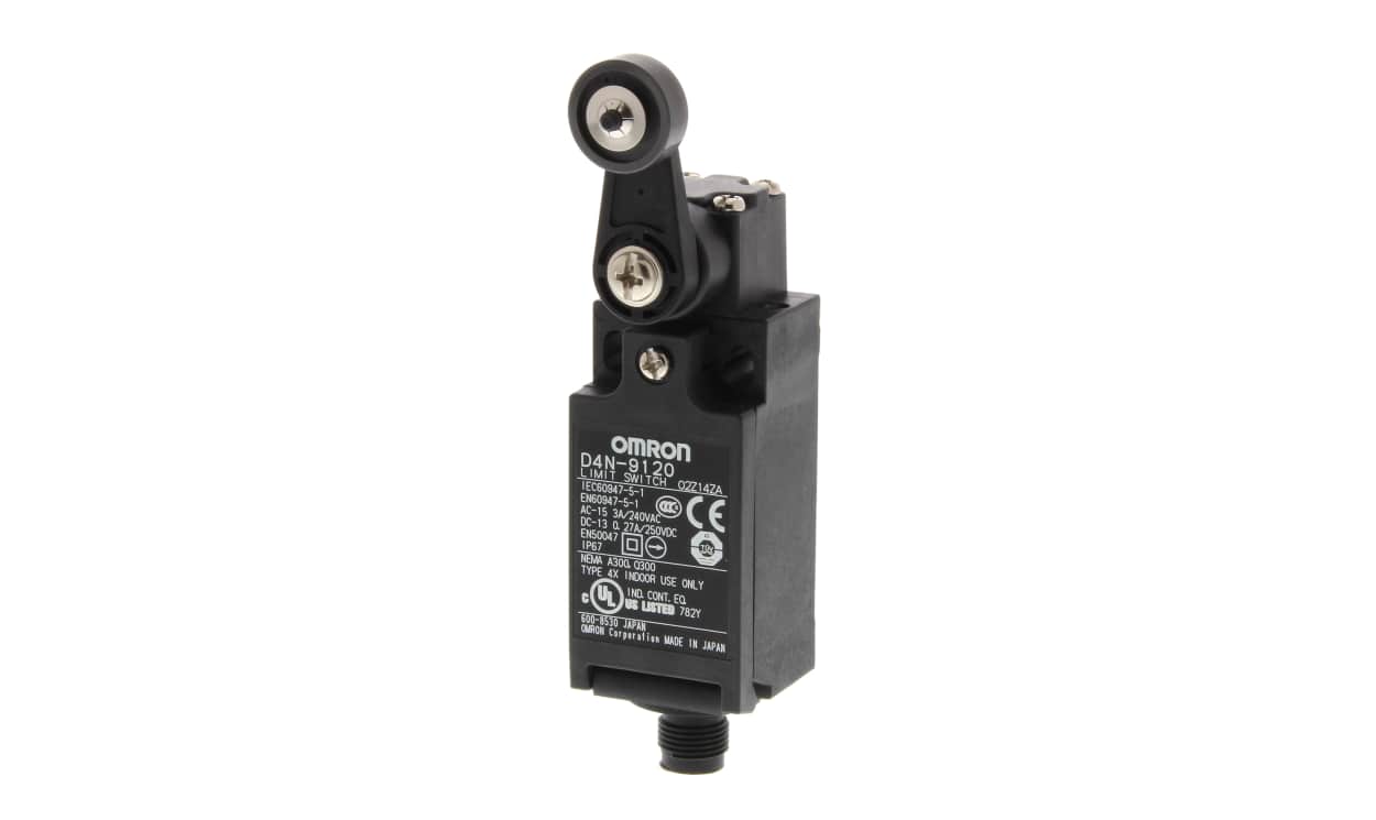 Omron D4N-9120, Roller Lever Limit Switch, 1NC/1NO, IP67, SPST, Metal Housing, 240V ac Max, 10A Max