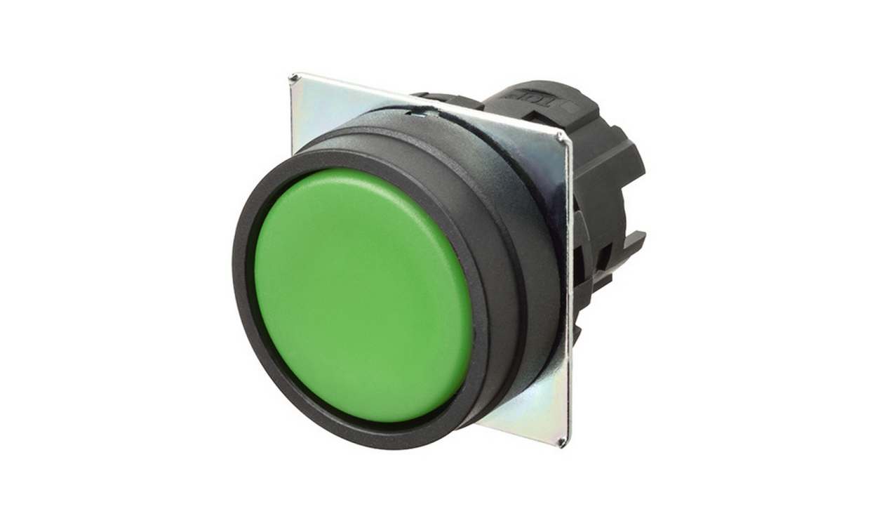 Omron A22NZ-BNM-NGA, A22N Series Green Momentary Push Button Head, 22mm Cutout