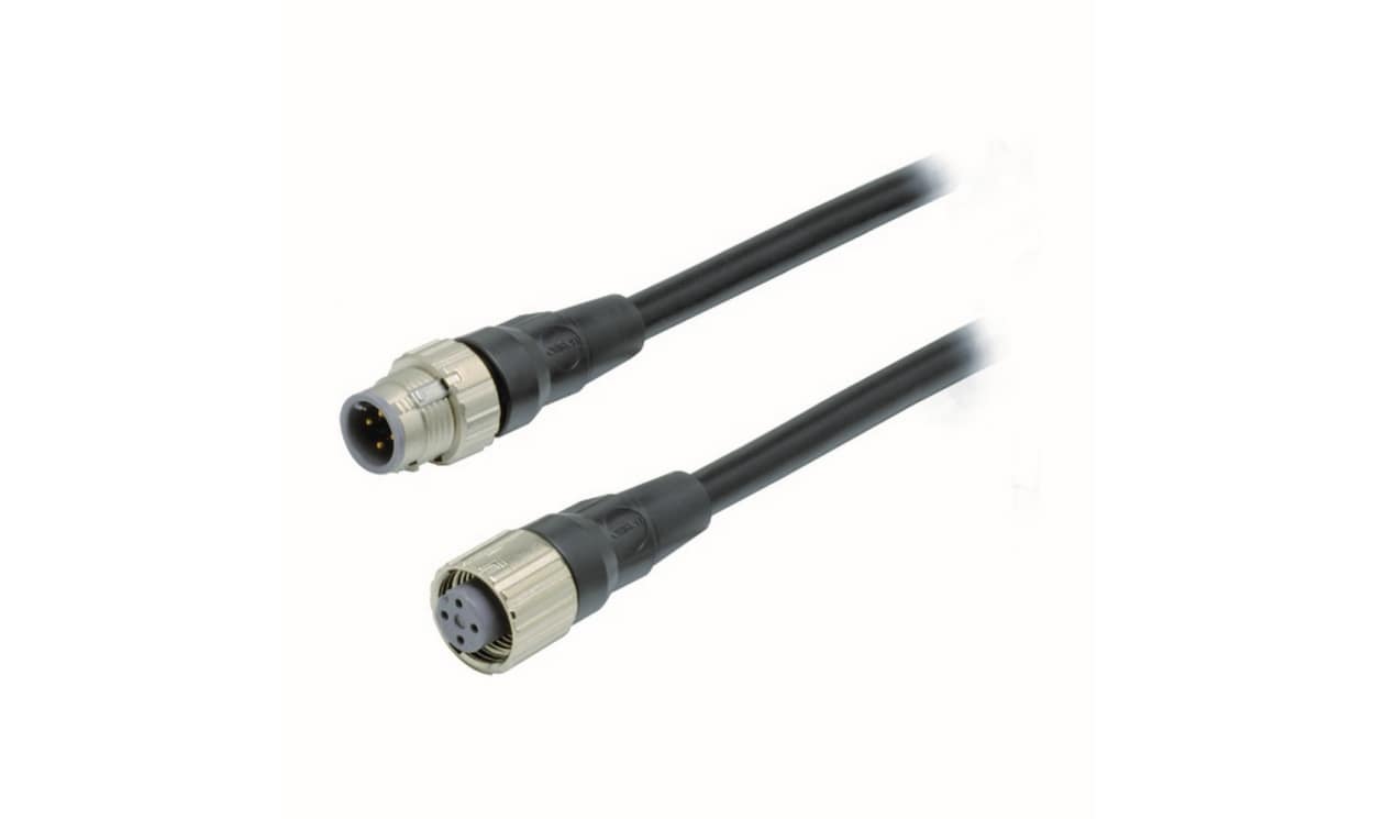 Omron XS5W-D421-D81-XR, Straight Female 4 way M12 to Straight Male 4 way M12 Sensor Actuator Cable, 2m