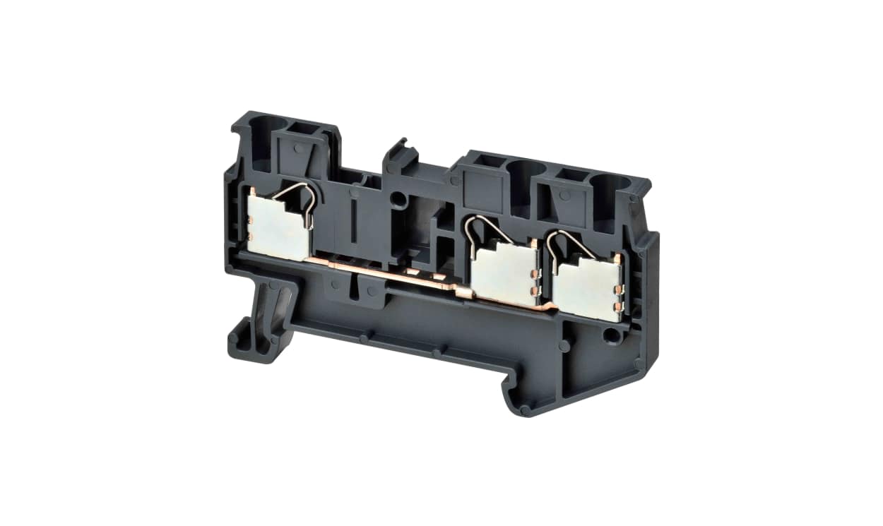 Omron XW5T-P2.5-1.2-1, DIN Rail Terminal Block, 17.5A, 14 AWG Wire, Push In Termination