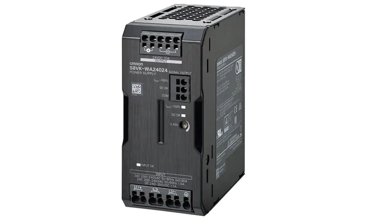Omron S8VK-WA24024, S8VK-W Switched Mode DIN Rail Power Supply, 240V ac ac Input, 24V dc dc Output, 10A Output