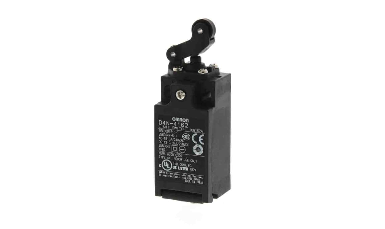 Omron D4N-4262, D4N Series Roller Lever Safety Limit Switch, 2NC, IP67, DPST, Metal Housing, 240V ac Max, 10A Max