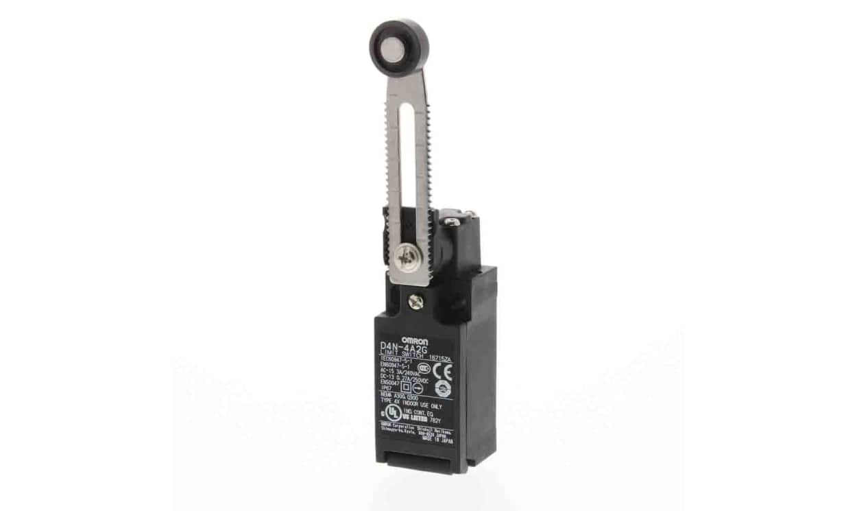 Omron D4N-4B2G, Adjustable Roller Lever Limit Switch, 2NC, IP67, DPST, Metal Housing, 240V ac Max, 10A Max