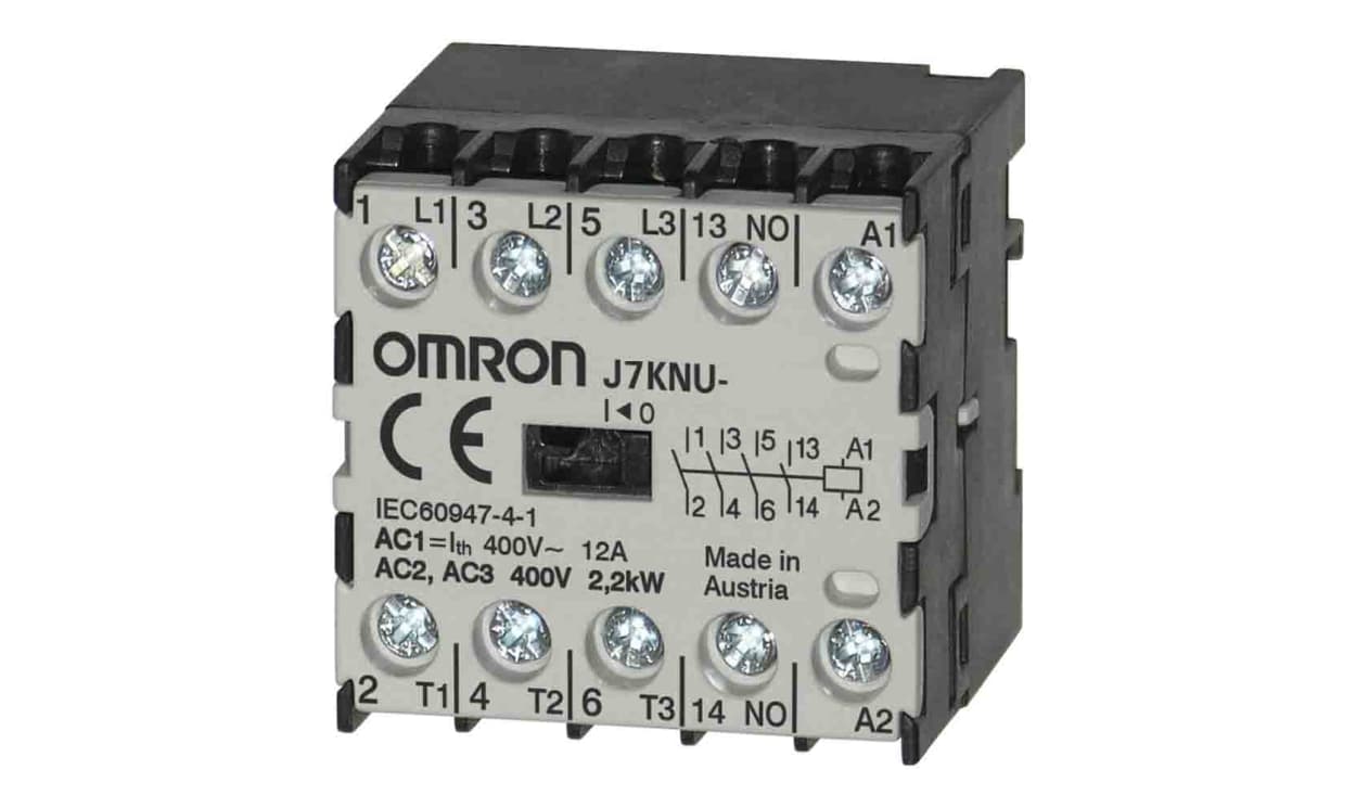 Omron J7KNU-05-01 60D, Contactor, 60 VDC Coil, 3-Pole, 12 A, 2.2 kW, 3NO + 1NC