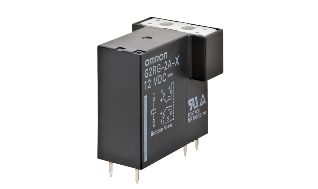Omron G2RG-2A-X DC12, PCB Mount Non-Latching Relay, 12V dc Coil, 10A Switching Current, DPST