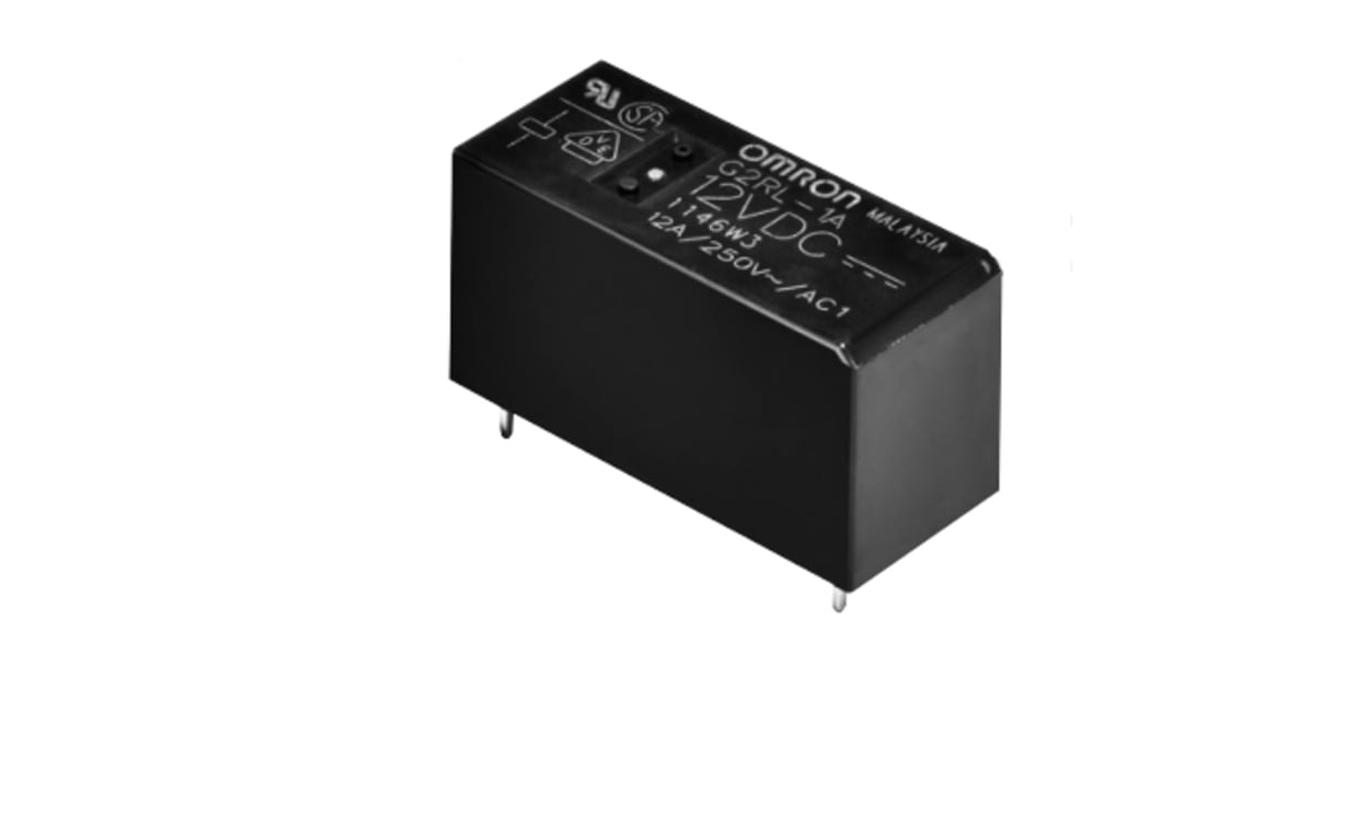 Omron G2RL-1A-PW1 DC5, PCB Mount Non-Latching Relay, 5V dc Coil, 12A Switching Current, SPST