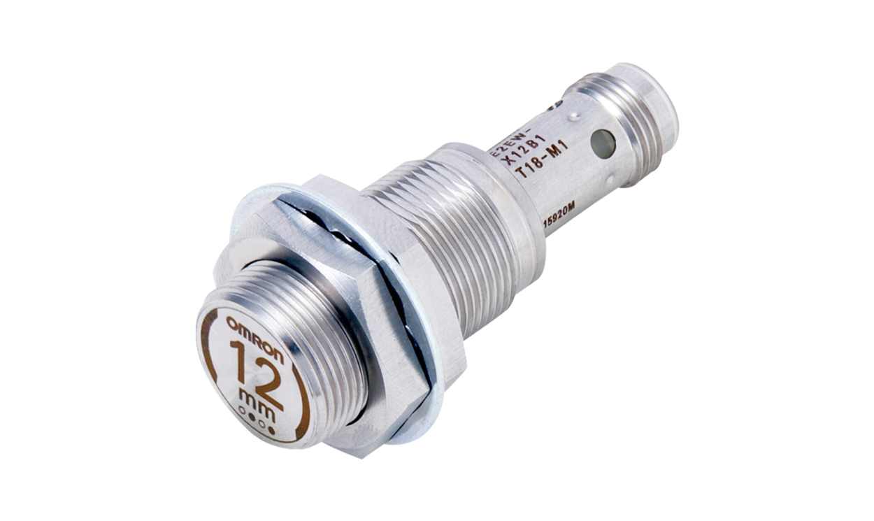 Omron E2EW-X12B1T18-M1, Inductive Threaded Barrel Proximity Sensor, M18, 12 mm Detection, PNP NO, 10 → 30 V dc