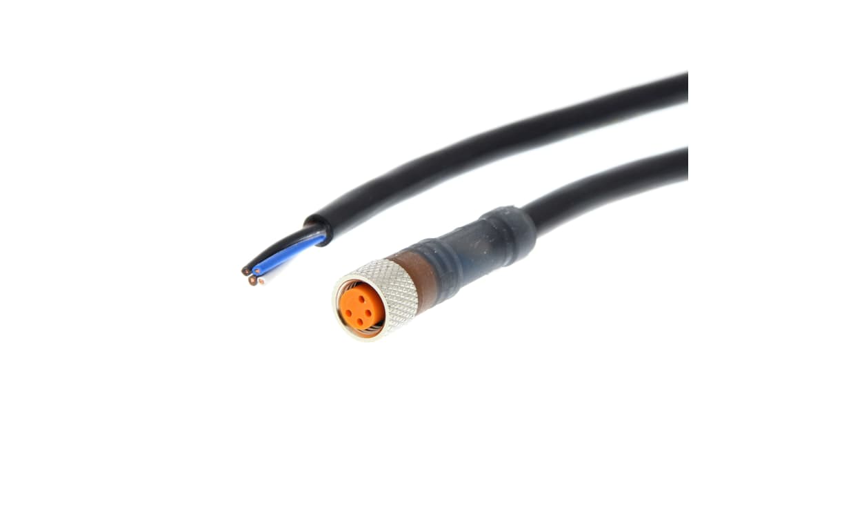 Omron Y92E-M08PVC4S5M-L, Right Angle Female M8 to Unterminated Sensor Actuator Cable, 5m