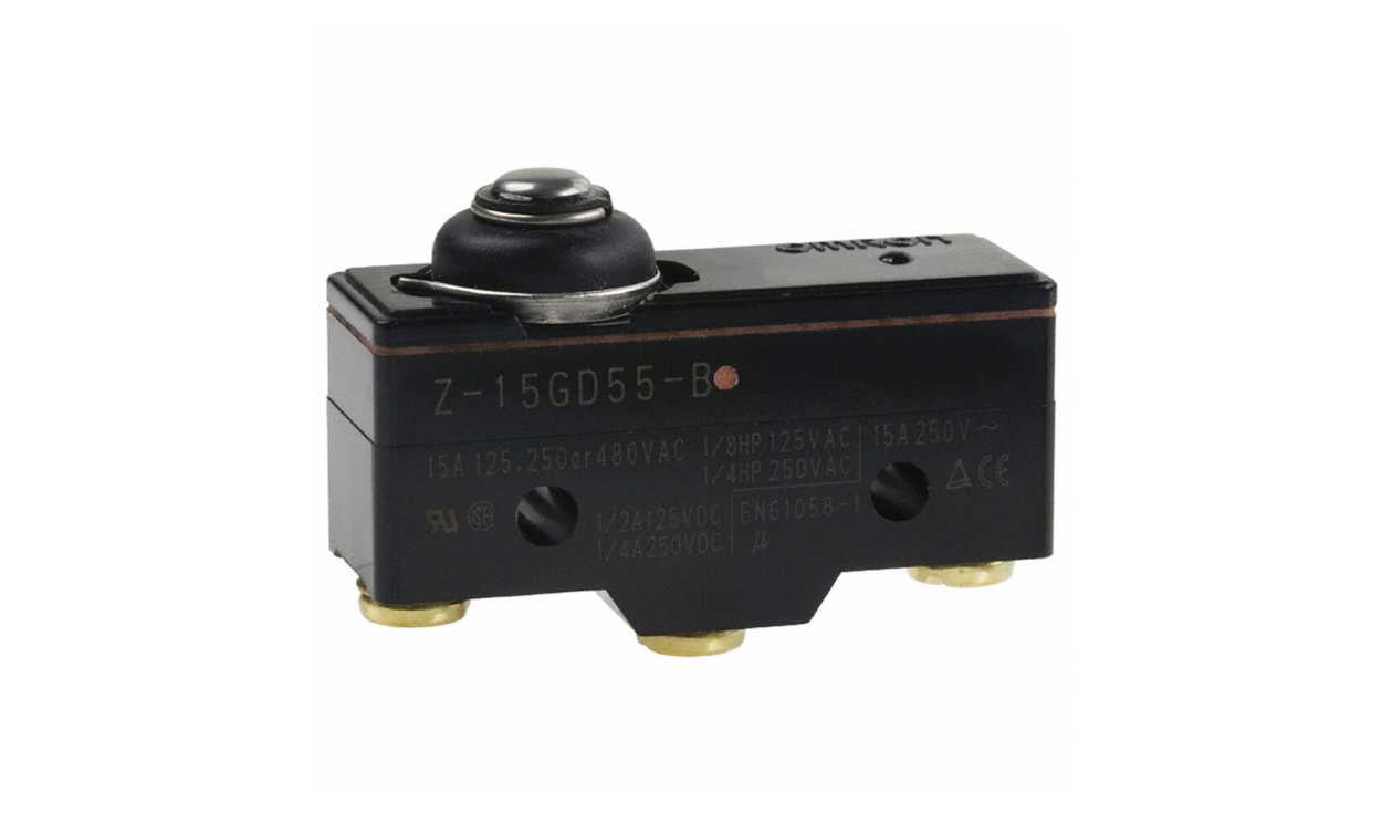 Omron Z-15GD55-B, Z Series Spring Plunger Limit Switch, NO/NC, IP62, SPDT, Plastic Housing, 500V ac ac Max, 15A Max