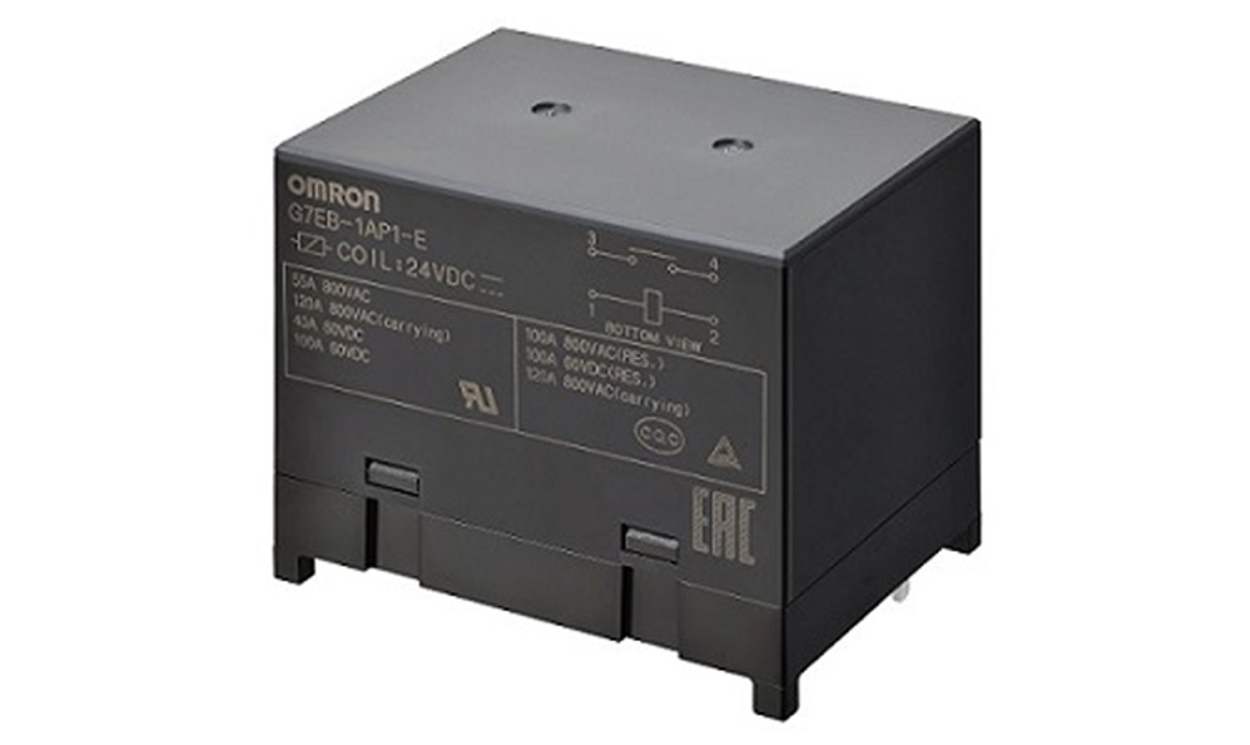 Omron G7EB-1AP1-E-DC24, PCB Mount Power Relay, 24V dc Coil, 100A Switching Current, SPST-NO