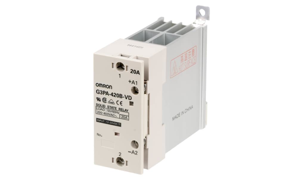 Omron G3PA-420B-VD 12-24VDC, G3PA Series Solid State Relay, 20 A Load, DIN Rail Mount, 440 V Load, 30 V Control