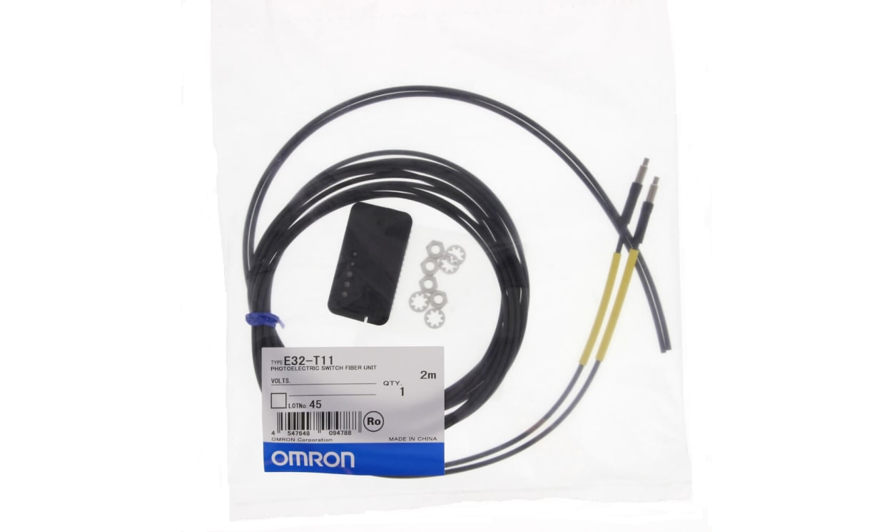 Omron E32-T11 2M, Plastic Fibre Optic Sensor 180 (Super High Speed Mode) mm, 450 (High Speed Mode) mm, 680 (Standard Mode) mm, 900 - generaltechuae