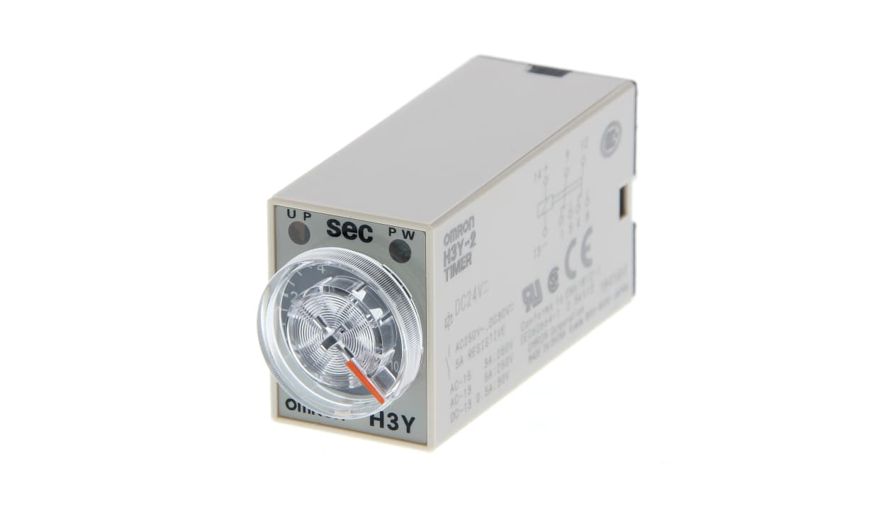 Omron H3Y-2 AC200-230 10S, H3Y-2 Series DIN Rail, Surface Mount Timer Relay, 200 → 230V ac, 8-Contact, 0.5 → 10s, 1-Function, - generaltechuae