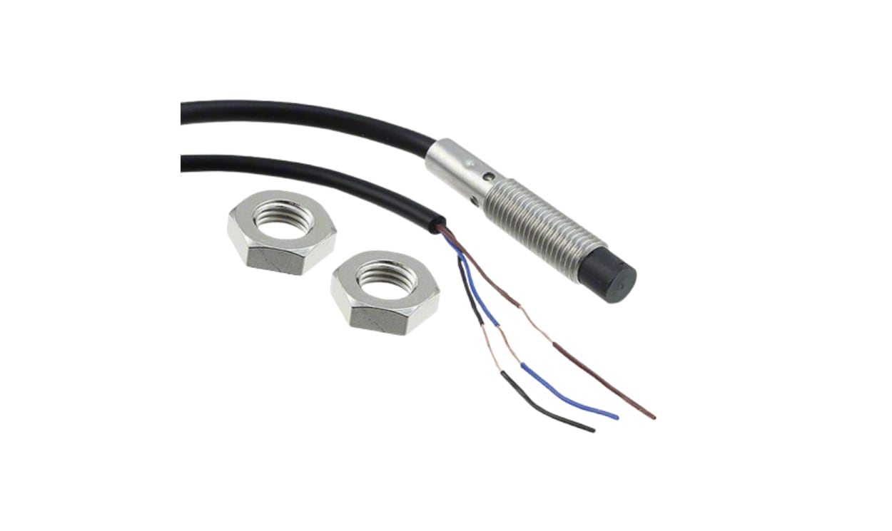 Omron E2B-S08KN04-WP-B2 5M, Inductive Threaded Barrel Proximity Sensor, M8, 4 mm Detection, PNP NC, 12 → 24 V dc - generaltechuae