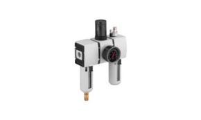 AVENTICS R412006318 G 1/4 FRL, Semi Automatic Drain, 5μm Filtration Size - With Pressure Gauge