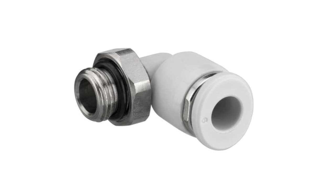 AVENTICS 2122006140 QR1-S-RVT Series Elbow Fitting, G 1/4 Male to Push In 6 mm, Threaded-to-Tube Connection Style