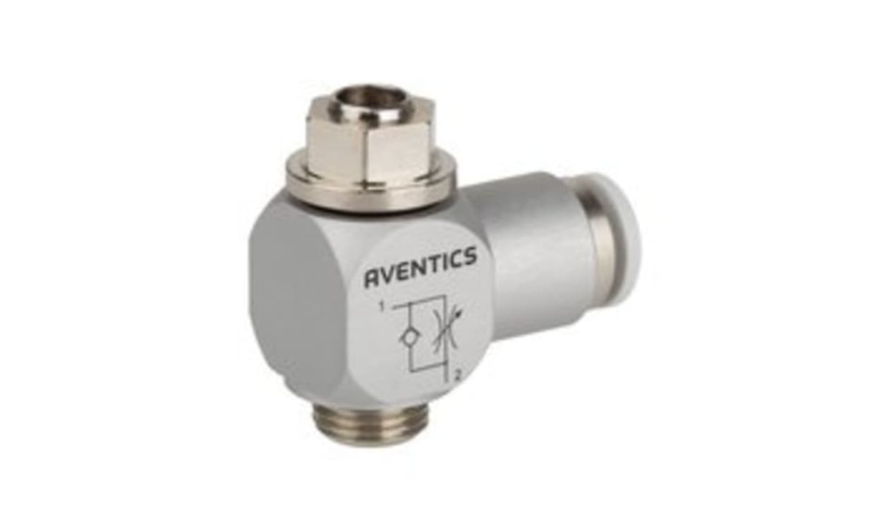 AVENTICS 0821200248 CC02-AL Series Tube Flow Valve, 8mm Tube Inlet Port x G 3/8 Outlet Port