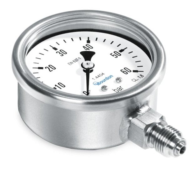 BAUMER MEX3-D50.K22 | Pressure Gauge | Range 0-10 bar or 0-160 PSI | Case Dia 63mm | Case Material SS304 | Wetted Parts SS316L | Thread ¼-inch NPTM