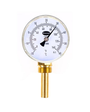 Brannan 31/421/0 | General Purpose Bimetal Dial Thermometer | 63 mm, 0 to +120 °C, 1/2 in BSP back, 50 mm pocket - generaltechuae
