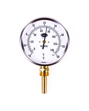 Brannan 32/641/0 | Commercial Bimetal Dial Thermometer | 100 mm, 0 to +120 °C/°F, bottom, 100 mm pocket - generaltechuae