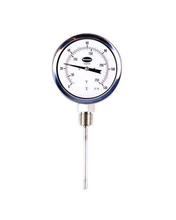 Brannan BT030 | Industrial Stainless Steel Bimetal Thermometer | Class 2, 63 to 150 mm Dial - generaltechuae