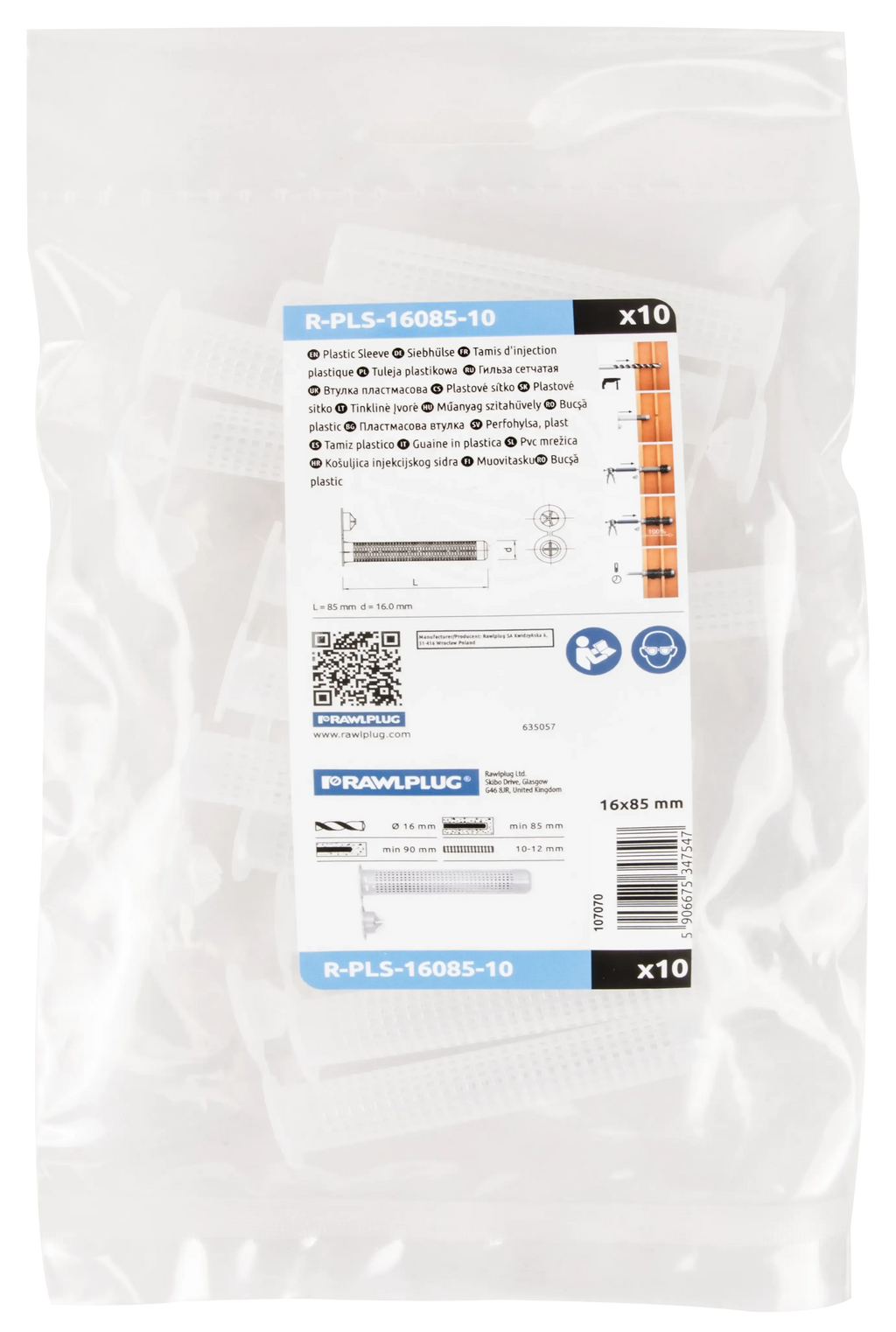 Rawlplug R-PLS-16085-10 | R-PLS Plastic Mesh Sleeves | 85 mm, PP, 10 pcs - generaltechuae (3)